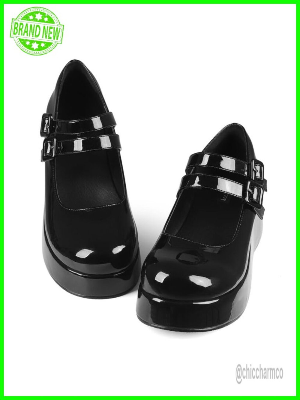 Women's Mary Jane Platform Shoes Chunky Heel Round Toe Vegan Leather